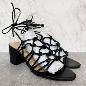 LFL - LUST FOR LIFE Black Strappy Lace Up Block Heel